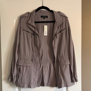 Trixxi Lightweight Taupe Utility Jacket with Multiple Pockets